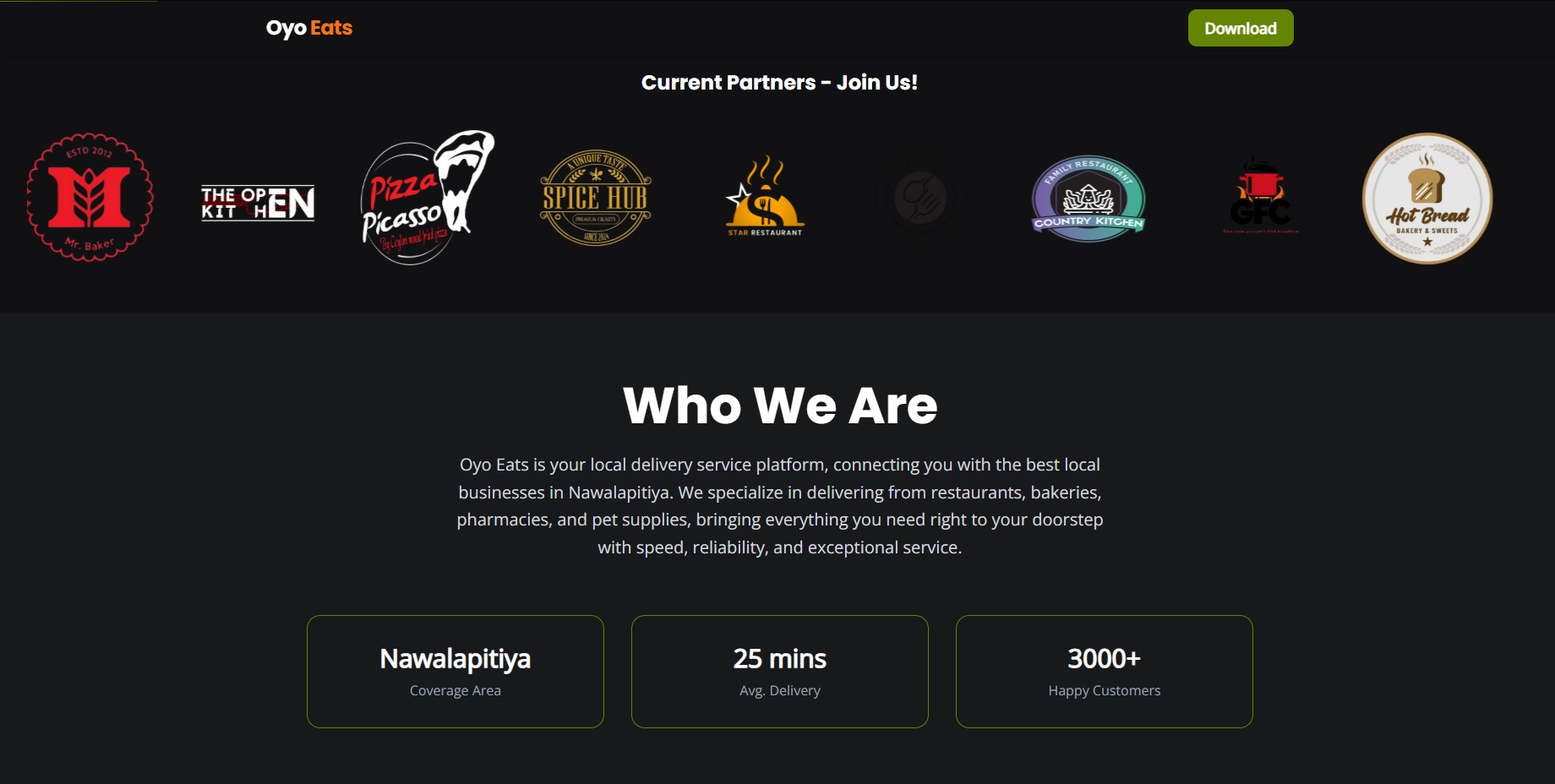 OYO Eats website screenshot 2