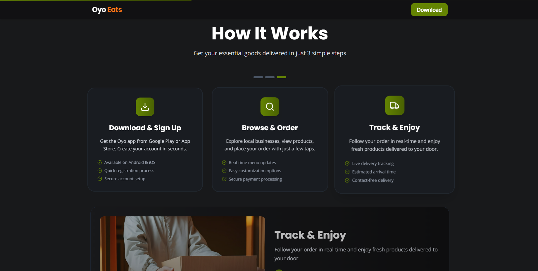 OYO Eats website screenshot 3