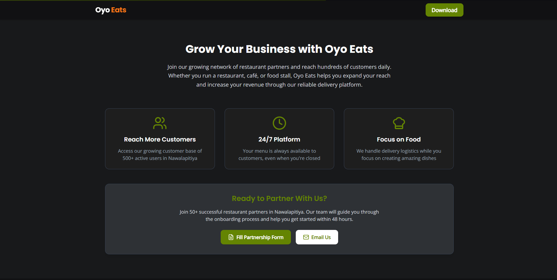 OYO Eats website screenshot 4